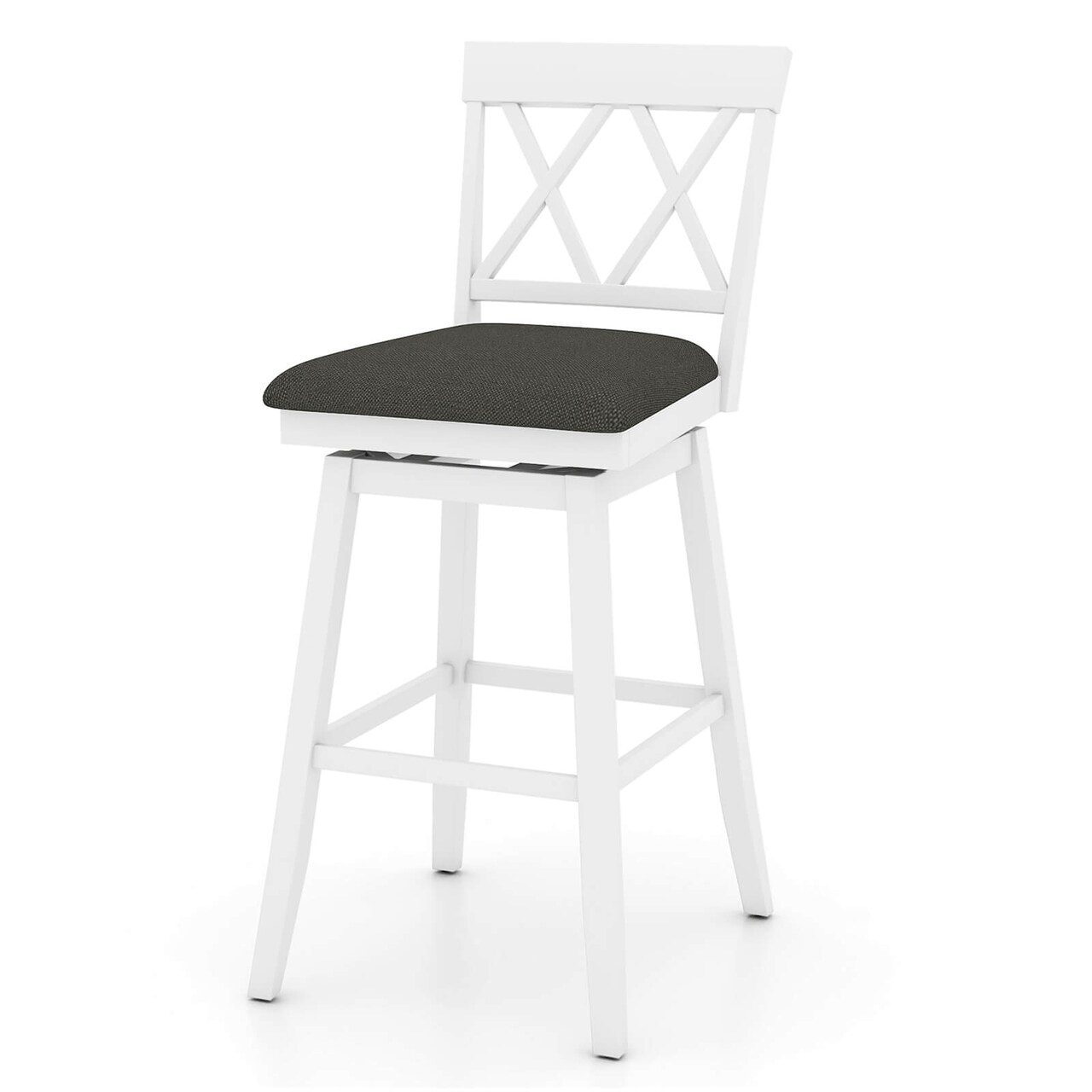Costway 29" Bar Stool Wooden Chair Set of 1/2/3/4 with Contoured Backrest Swivel Padded Seat White